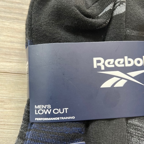 Reebok 6 Pair Pack Performance Training Low Cut Men Black&Blue Socks,Shoe 6-12.5 - Picture 4 of 5